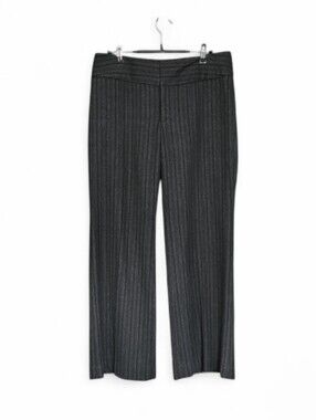Women's Banana Republic Harrison Fit Wool Trousers Striped Grey Dress Pants 8p